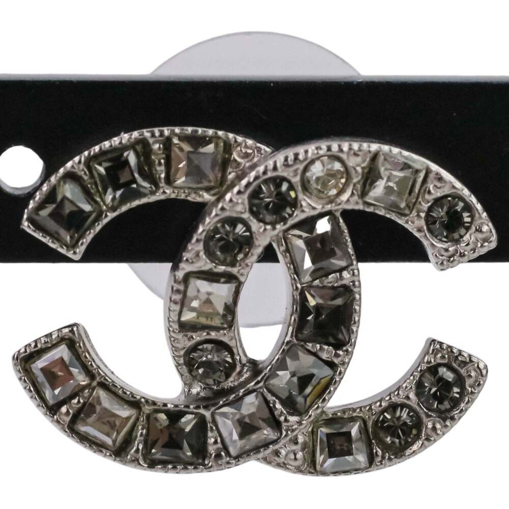 CHANEL Authentic Silver Logo Earrings - Picture 5 of 15